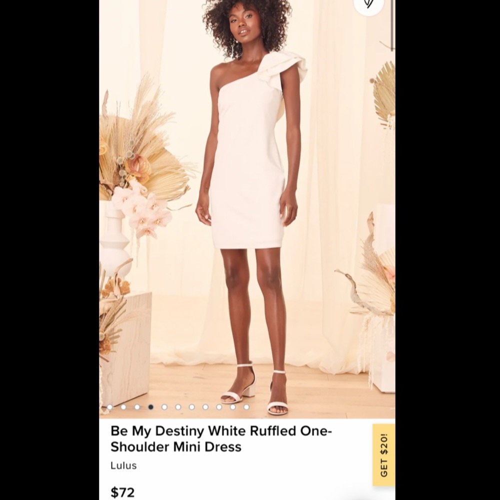 Lulus be my destiny white ruffle one shoulder mini dress size medium